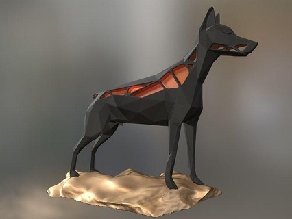 Voronoi Doberman Pinscher Kaya hayvan düşük poli çokgen memeli Çiftlik oyuncak heykel Yazdır 3dprint yazdırılabilir çağdaş doğa köpek Şirin Sanat heykeller 3d print model - Mito3D