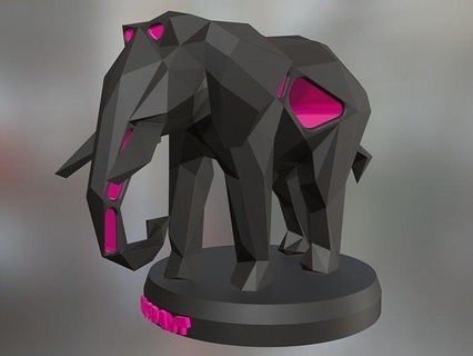 voronoi elephant female animal poly polygon polygonal lowpoly mammal farm toy statue print 3dprint printable contemporary nature cute art sculptures 3d print model - Mito3D