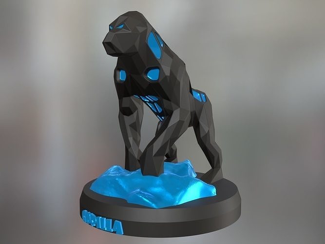 voronoi gorilla roccia animale poli poligono poligonale lowpoly mammifero azienda agricola giocattolo statua stampa 3dprint stampabile contemporaneo natura carina scimmia kong arte sculture 3D print model - Mito3D