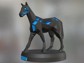 voronoi cavalo pose animal poli polígono poligonal pobre mamífero fazenda brinquedo estátua impressão 3dprint imprimível contemporâneo natureza fofa arte esculturas 3d print model - Mito3D