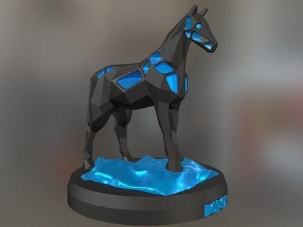 Voronoi cavalo Rocha animal poli polígono poligonal pobre mamífero Fazenda brinquedo estátua impressão 3dprint imprimível contemporâneo natureza fofa arte esculturas 3d print model - Mito3D