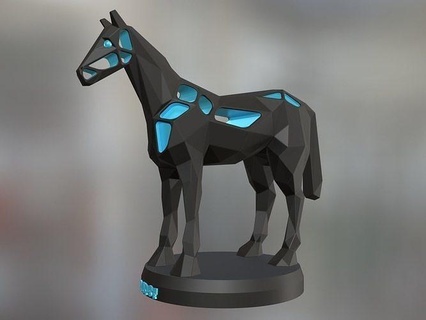 voronoi horse animal poly polygon polygonal lowpoly mammal farm toy statue print 3dprint printable contemporary nature cute speed art sculptures 3d print model - Mito3D