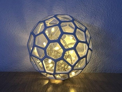 voronoi lamp - generative design 3d print model shape modern art geometric lighting light architecture furniture abstract sphere shadow house 3d print model - Mito3D