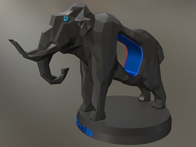 voronoi mammoth pose animal low poly polygon polygonal lowpoly mammal toy statue print 3dprint printable contemporary nature cute elephant ice age art sculptures 3D print model - Mito3D