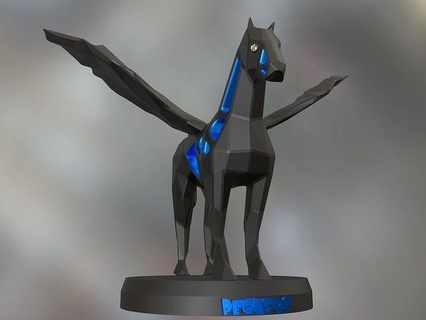 Voronoi Pegasus hayvan poli çokgen düşük oyuncak heykel Yazdır 3dprint yazdırılabilir çağdaş doğa Şirin at mitoloji folklor fantezi kurgusal yaratık Sanat heykeller 3d print model - Mito3D