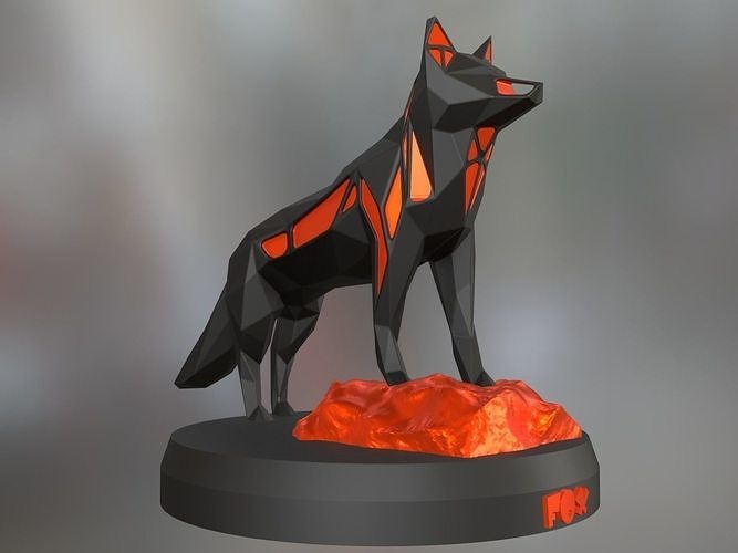 voronoi red fox rock animal poly polygon polygonal lowpoly mammal farm toy statue print 3dprint printable contemporary nature cute art sculptures 3D print model - Mito3D