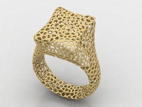 voronoi ring jewelry gold silver printable jewellery fashion beauty geometric shape rings 3d print model - Mito3D