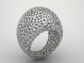 voronoi anillo joyería joya oro plata imprimible moda moderno lujo belleza geométrico forma anillos 3d print model - Mito3D