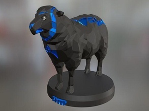 voronoi pecore blu animale poli poligono poligonale lowpoly mammifero giocattolo statua Stampa 3dprint stampabile contemporaneo carina arte astratto geometria geometrico sculture 3d print model - Mito3D