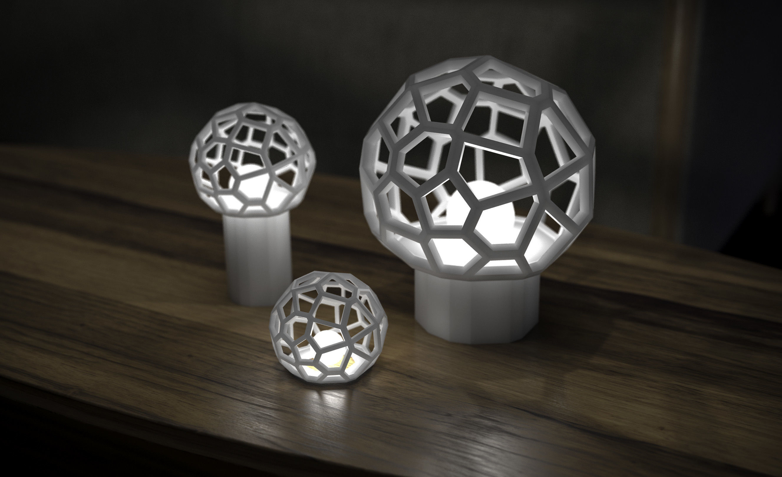 voronoi kugelförmige Lampe-Tabelle Haus design home Lampe Licht Kunst markellov Beleuchtung 3D print model - Mito3D