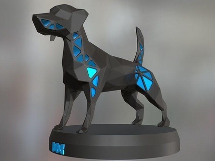 voronoi sporty dog animal low poly polygon polygonal lowpoly mammal farm toy statue print 3dprint printable contemporary nature cute art sculptures 3d print model - Mito3D