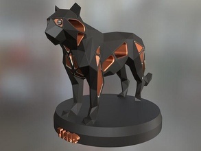 voronoi tiger animal poly polygon polygonal lowpoly papercraft origami toy statue print 3dprint printable contemporary cute art abstract cat sculptures 3d print model - Mito3D