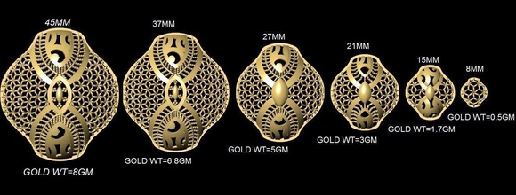 vr-pnd2142 jewelry pendant pendants necklace print gold sizes jaali scroll pattern antique 3d print model - Mito3D