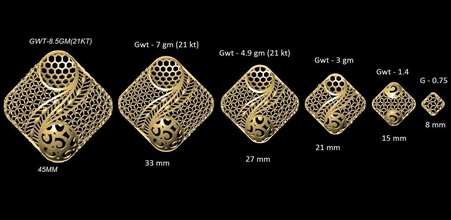 vr-pnd2150 jewelry pendant pendants necklace print gold sizes jaali scroll pattern antique 3d print model - Mito3D