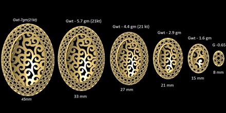 vr-pnd2152 jewelry pendant pendants necklace print gold sizes jaali scroll pattern antique 3d print model - Mito3D