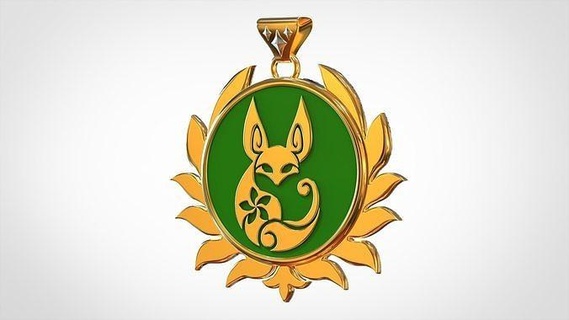 vulpes zerda pendant genshin impact fennec fox constellation tighnari dendro logo logotype emblem symbol game jewelry pendants 3d print model - Mito3D