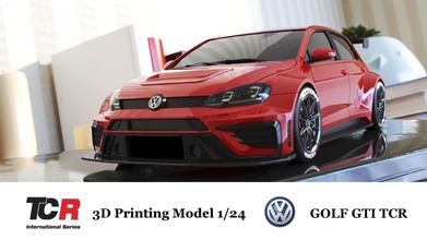 vw golf gti tcr 3dprint scale124 rally wtcc golf124 sport racing kits scale printed automotive vehicle rcdrift drifting hobby bit diy 3d print model - Mito3D