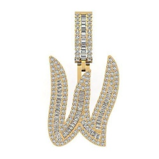 w alphabet hip-hop pendant gold jewelry printable silver diamond rings ring jewellery jewel wedding engagement gem art design pendants 3d print model - Mito3D