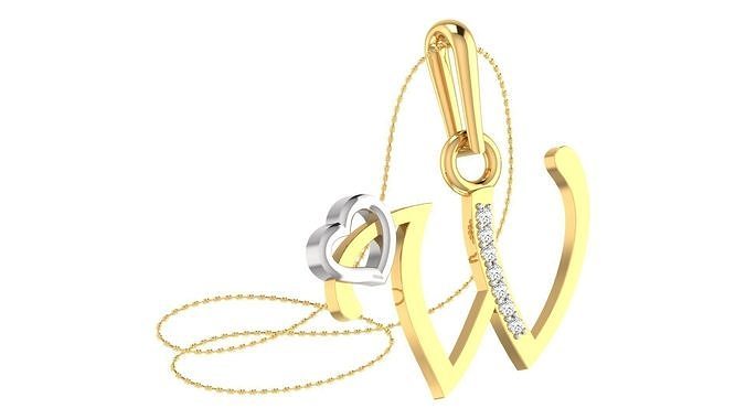 w alfabeto pendente cuore alfabetopendants collana d 39 oro ciondolo gioielli letterpendant letterealfabeti inizialependant iniziali sterlina bianca brillante platino prezioso ciondoli gioielleria alfabeti 3D print model - Mito3D