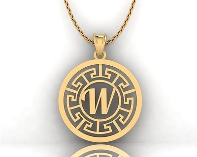 w letter pendant jewelry gold pendants printable font alphabet silver necklace abc jewellry woman love 3d print model - Mito3D