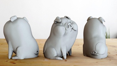 dondoli maiale figurine on legno tavolo scultura giocattolo gravità cascate fan art cartone animato rete cerdo pato carina giochi giocattoli 3d print model - Mito3D
