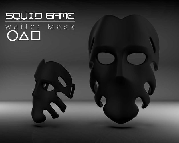 waiter mask squid game series halloween design head art sculptures 3D print model - Mito3D