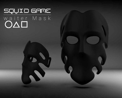 waiter mask squid game series halloween design head art sculptures 3d print model - Mito3D