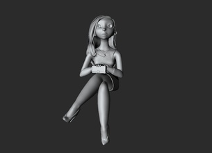 warten Dame Kunst 3dprinting Charakter lady stilisierte Körper bedruckbar ist Niedlich Skulpturen 3d print model - Mito3D
