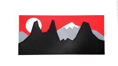 duvar sanat kırmızı gökyüzü dağlar allvisuals4u 3dparts4u 3d yazdır fikirler baskılar paneller freecad basılı dağ kırsal polyester pla iplik ev dekor 3d print model - Mito3D