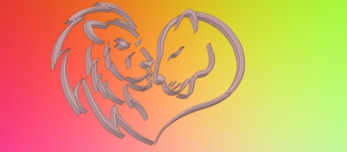 decoración de la pared león liones corazón art diseño casa 3d print model - Mito3D