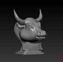 wall street bull bust wallstreet bullmarket art statue sculptures 3d print model - Mito3D