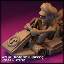 waluigi mario kart monopole joueur wario jeu personnage vidéo nintendo courses commutateur sculpté course jeux jouets planche 3d print model - Mito3D