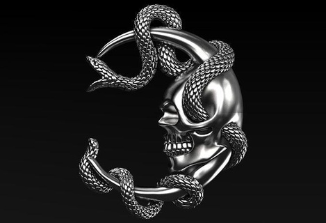 wanted moon - 3d print model skull snake pendant necklace jewelry pendants 3d print model - Mito3D