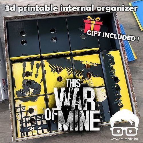 war mine board game inserts organizer storage miniature token dice organization tabletop gaming accessories components upgrade box piece games toys 3D print model - Mito3D