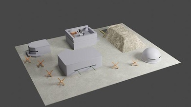 war pillboxes pillbox bunker shelter military emplacement trench 3dprint antitank hedgehog ridge fortification post guard games toys game accessories twin toy 3d print model - Mito3D