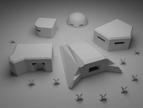 war pillboxes pillbox bunker shelter military emplacement trench 3dprint antitank hedgehog ridge fortification post guard games toys game accessories 3d print model - Mito3D