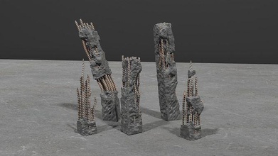 kriegshammer 40k terrain gebrochen beton säulen bassing base modellieren miniaturen dekoration harz sla spiele spielzeuge spiel zubehör druckbar 3dprint fantasie 3d print model - Mito3D