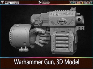 warhammer pistola 3d modello militare arma munizioni fuoco guerra fucile gioco giochi macchina combattere esercito proiettile comico collezione Giochi giocattoli 3d print model - Mito3D