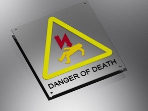warning electricity danger sign art safety miniatures challenge signs logos 3d print model - Mito3D