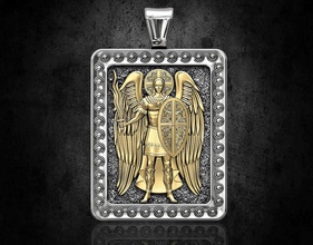 warrior angel pendant jewelry 3d printable pendants gold silver platinum sterling religion religious women men icon war art relief 3d print model - Mito3D