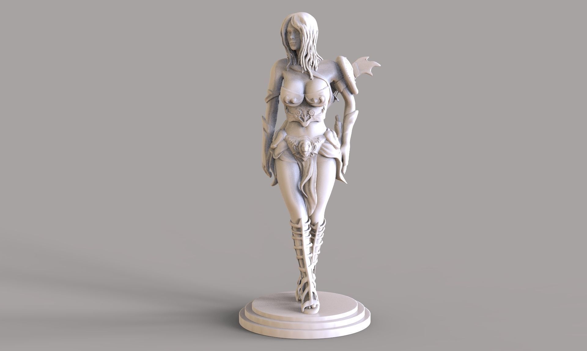 guerriero ragazza 2 donna carattere scultura statua fantasia arte figura corpo umano sculture 3D print model - Mito3D