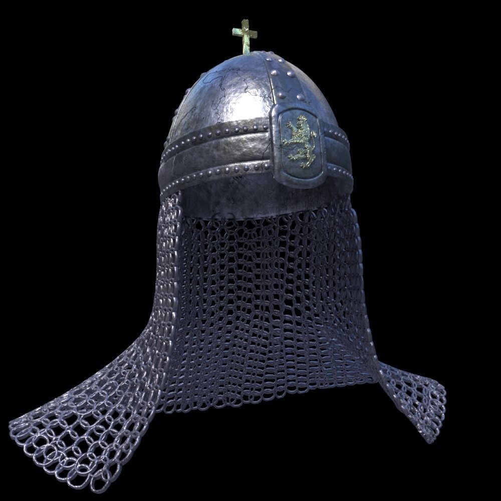 guerreiro capacete aço antigo proteção armaduras cavaleiro leme uniforme calçados escudo batalha rei czar kalojan jogos acessórios brinquedos 3D print model - Mito3D