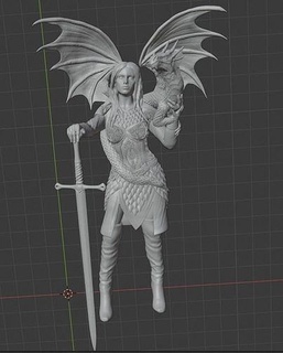 guerriero regina drago fantasia creatura immaginario lame arma magico carattere donna arte sculture 3d print model - Mito3D