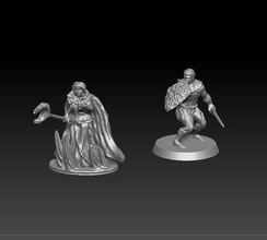 warrior sorcerer miniature 32mm base warior shield sword minis dnd dungeon tiles dice game board role roleplay games toys wizard 3d print model - Mito3D