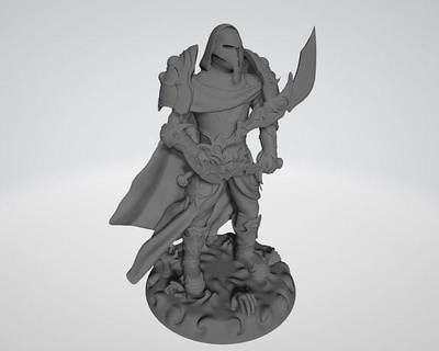 guerriero statua 3d modello pronto Stampa cavaliere cacciatore taglie spada coltello miniature figurine passatempo animale lame arma assassini Giochi giocattoli stampabile carattere zbrush casco arte sculture 3d print model - Mito3D