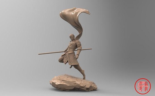 Guerreiro rei chinês elementos sorte invencível comandante garagem escultura arte patrão peludo mitológico personagens inteligente esculturas 3d print model - Mito3D