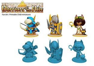 warriors of nile miniatures egyptian characters heroes chibi manga game printable wizzard archer figurine figures games toys accessories 3d print model - Mito3D