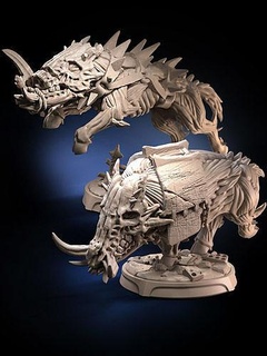 jabalí cerdo jefe miniaturas criatura fantasía rpg dnd dragón animal mesa tablero juego imprimible juegos juguetes 3d print model - Mito3D
