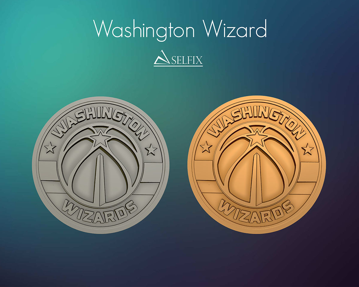 Washington sorcier logo soulagement basketball art sculptures panneaux logos 3D print model - Mito3D