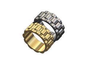 reloj enlace banda us talla 6 to 11 anillo joyería joya imprimible oro plata libra esterlina menring moda lujo clásico rolex suizo vestir hombres geométrico anillos 3d print model - Mito3D